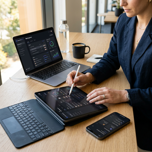 Entwickler-Team konzipiert eine maßgeschneiderte Web App im Browser